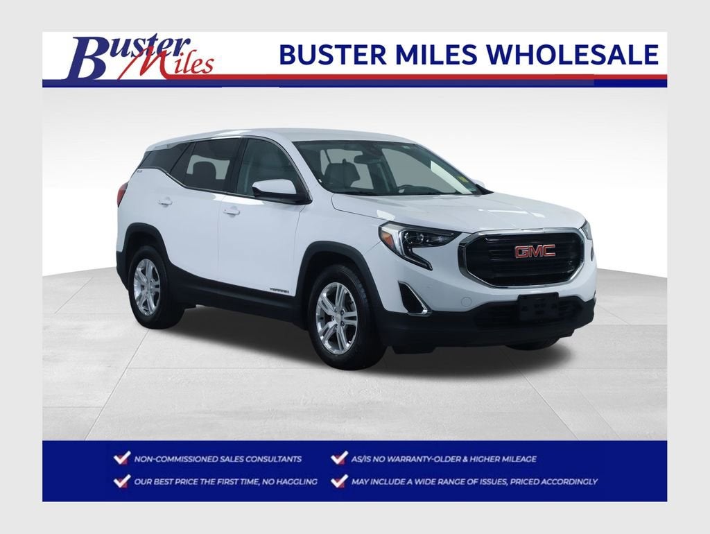 2020 GMC Terrain SLE in Summit White — front three-quarter view