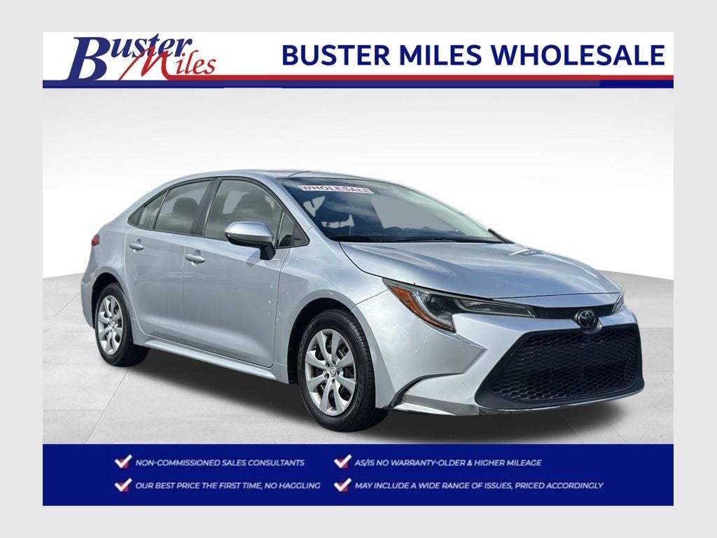 2020 Toyota Corolla LE in Classic Silver Metallic — front three-quarter view