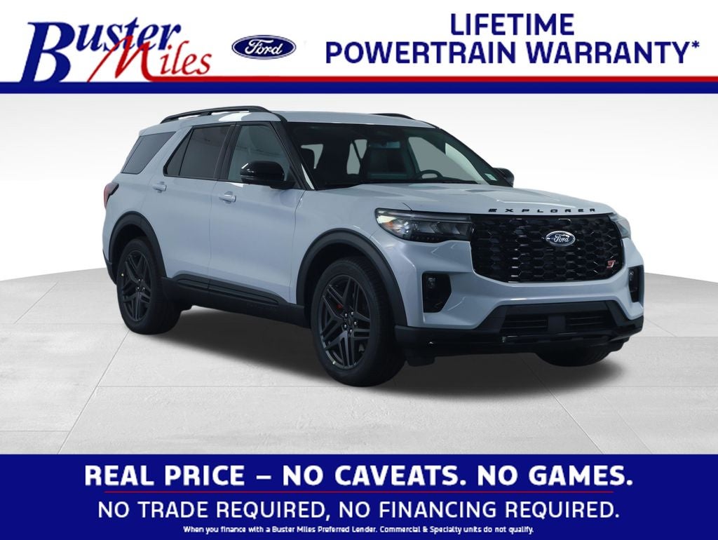 2026 Ford Explorer ST in Space White Metallic — front three-quarter view