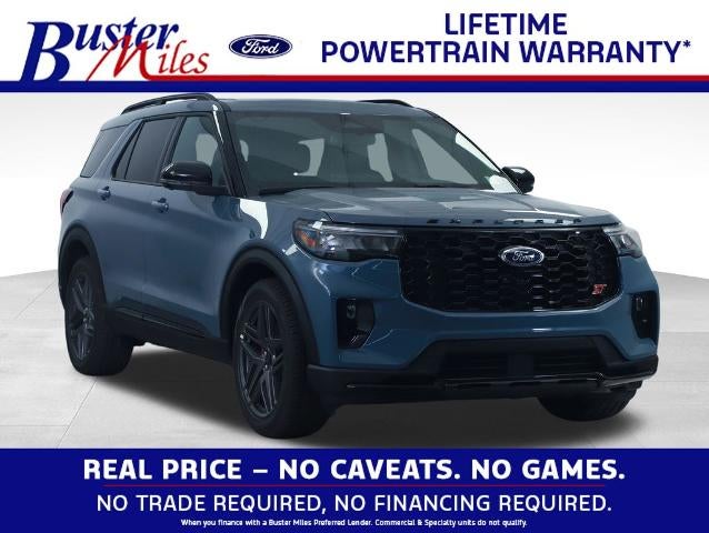 2026 Ford Explorer ST in Vapor Blue Metallic — front three-quarter view