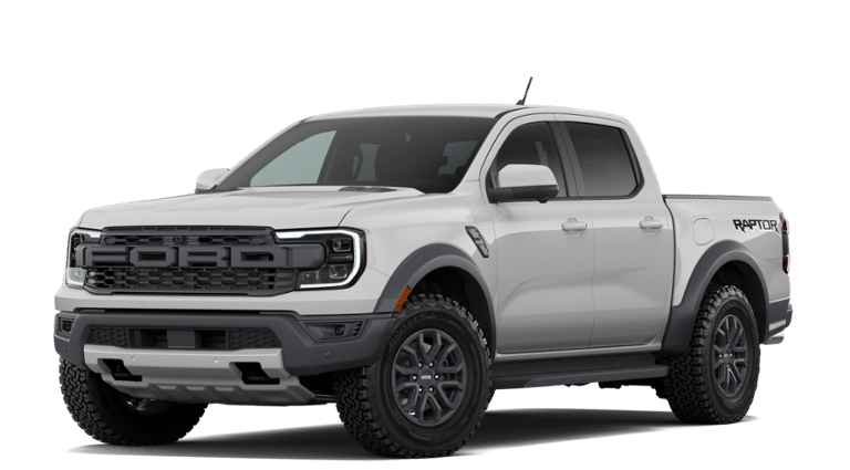 2026 Ford Ranger Raptor in Avalanche — front three-quarter view