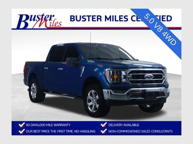 2023 Ford F-150 XLT in Blue Metallic — front three-quarter view